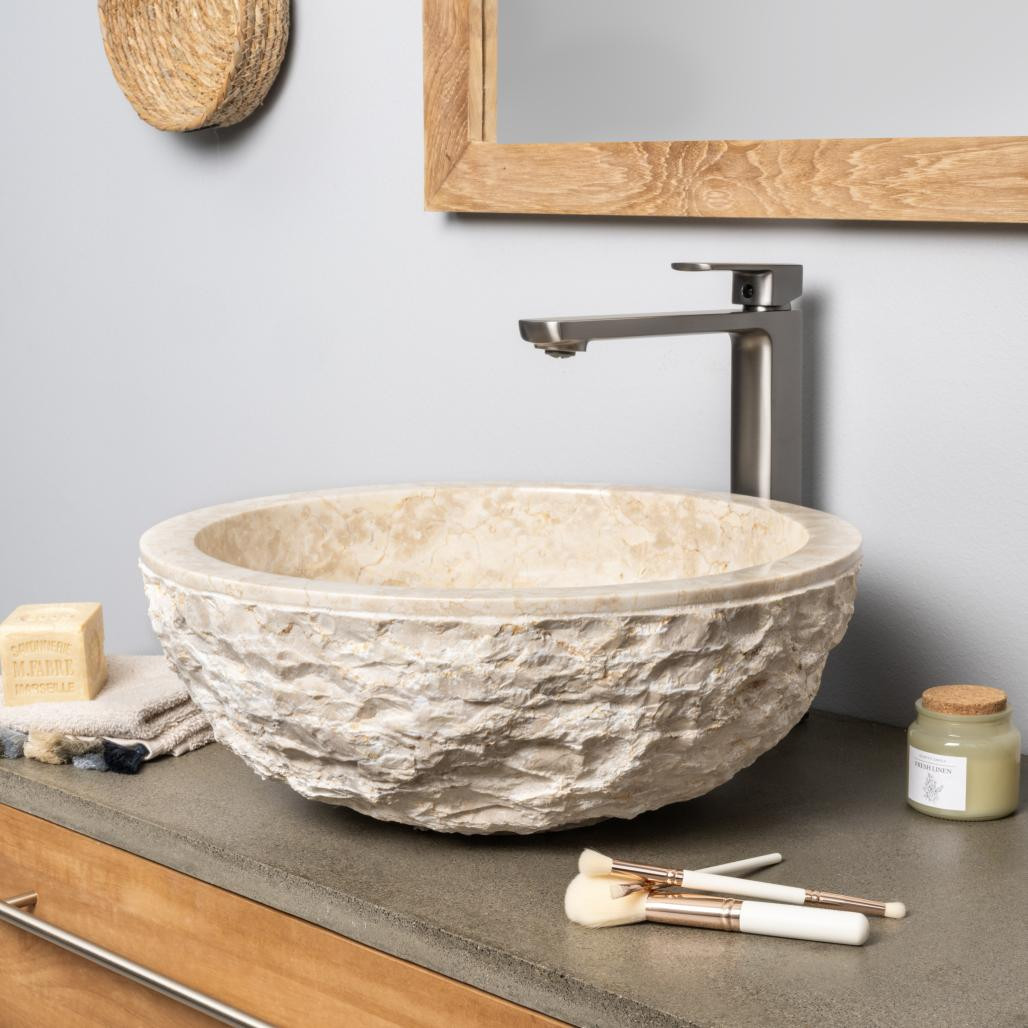 Vasque Rome en marbre à poser crème 40cm Vasque Rome en marbre à poser crème 40cm