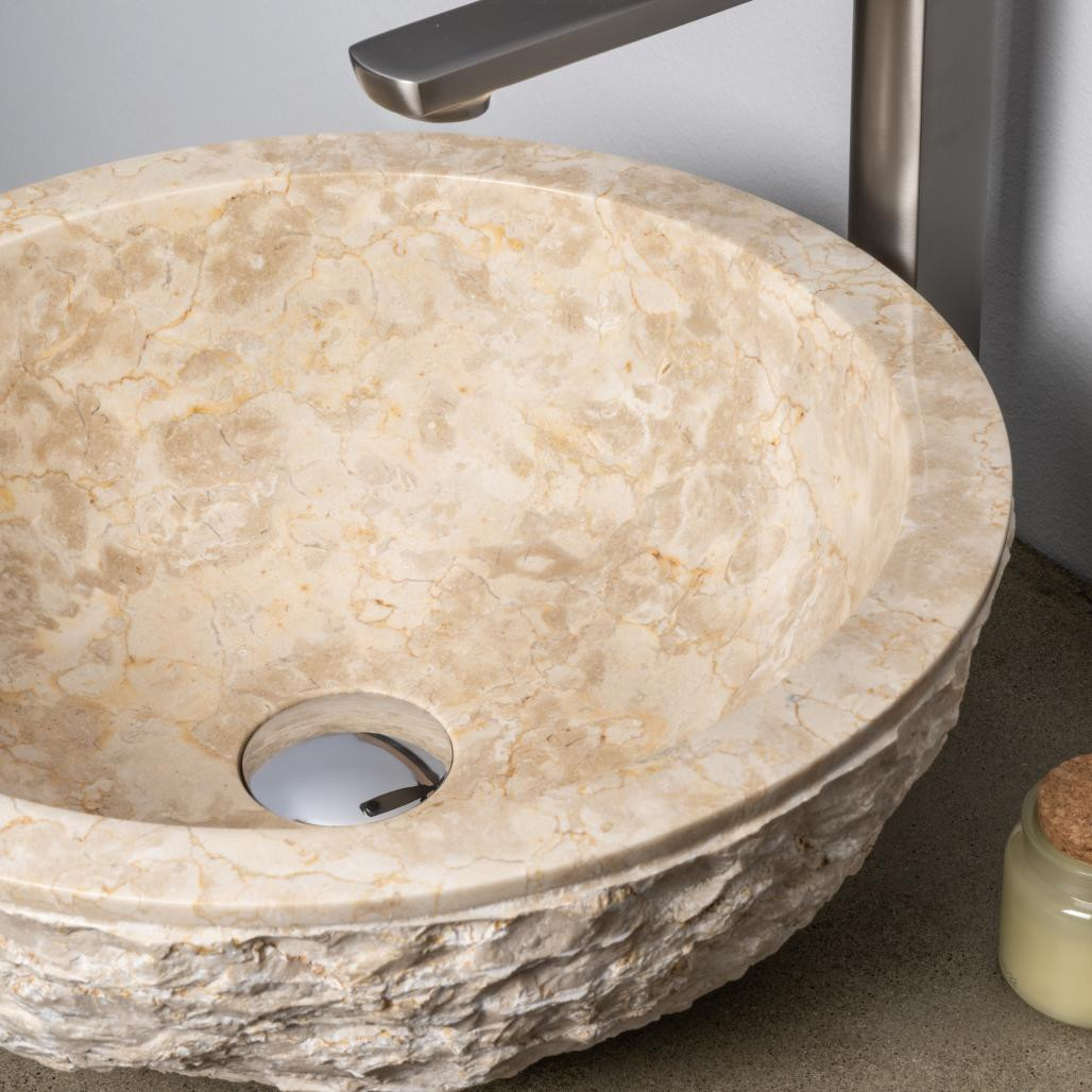 Vasque Rome en marbre à poser crème 40cm Vasque Rome en marbre à poser crème 40cm