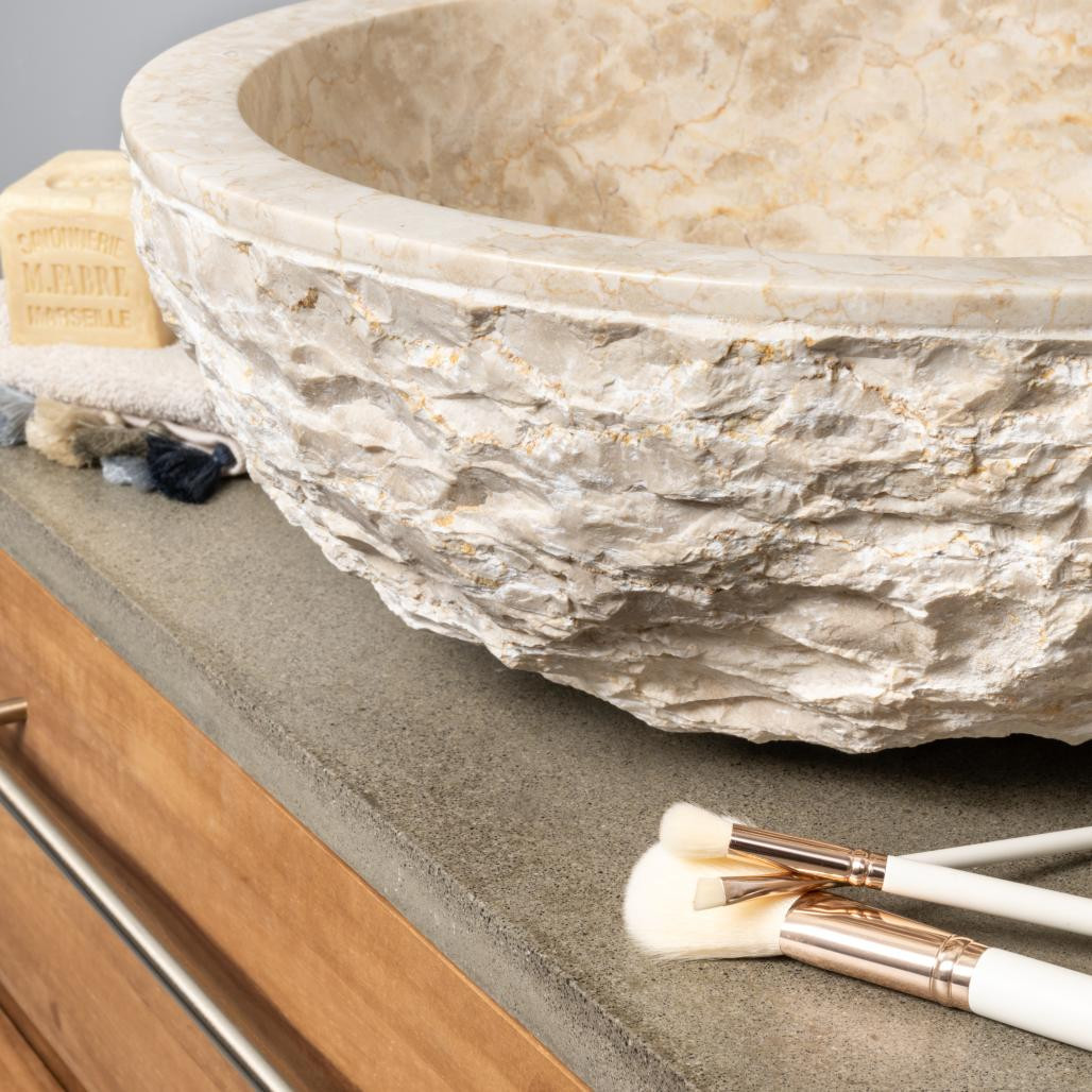 Vasque Rome en marbre à poser crème 40cm Vasque Rome en marbre à poser crème 40cm