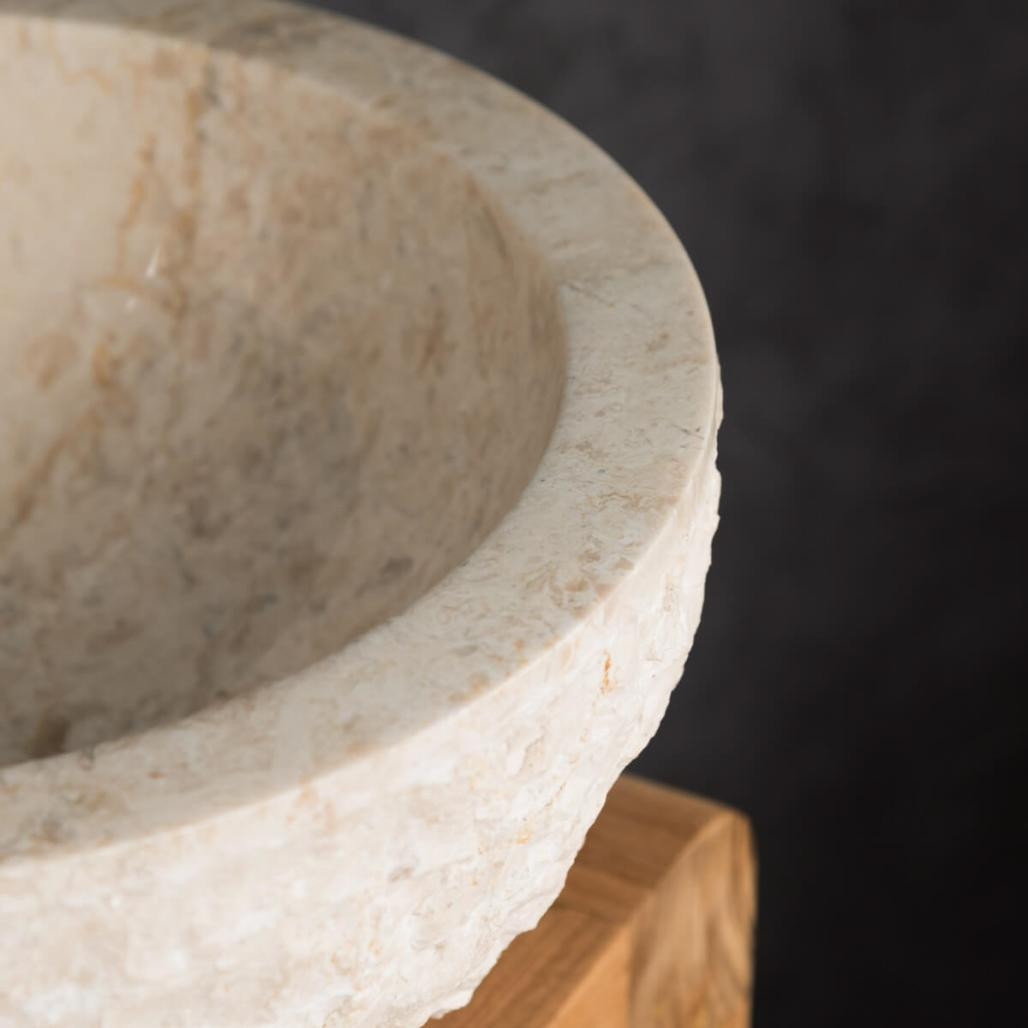 Vasque Rome en marbre à poser crème 35 cm Vasque Rome en marbre à poser crème 35 cm