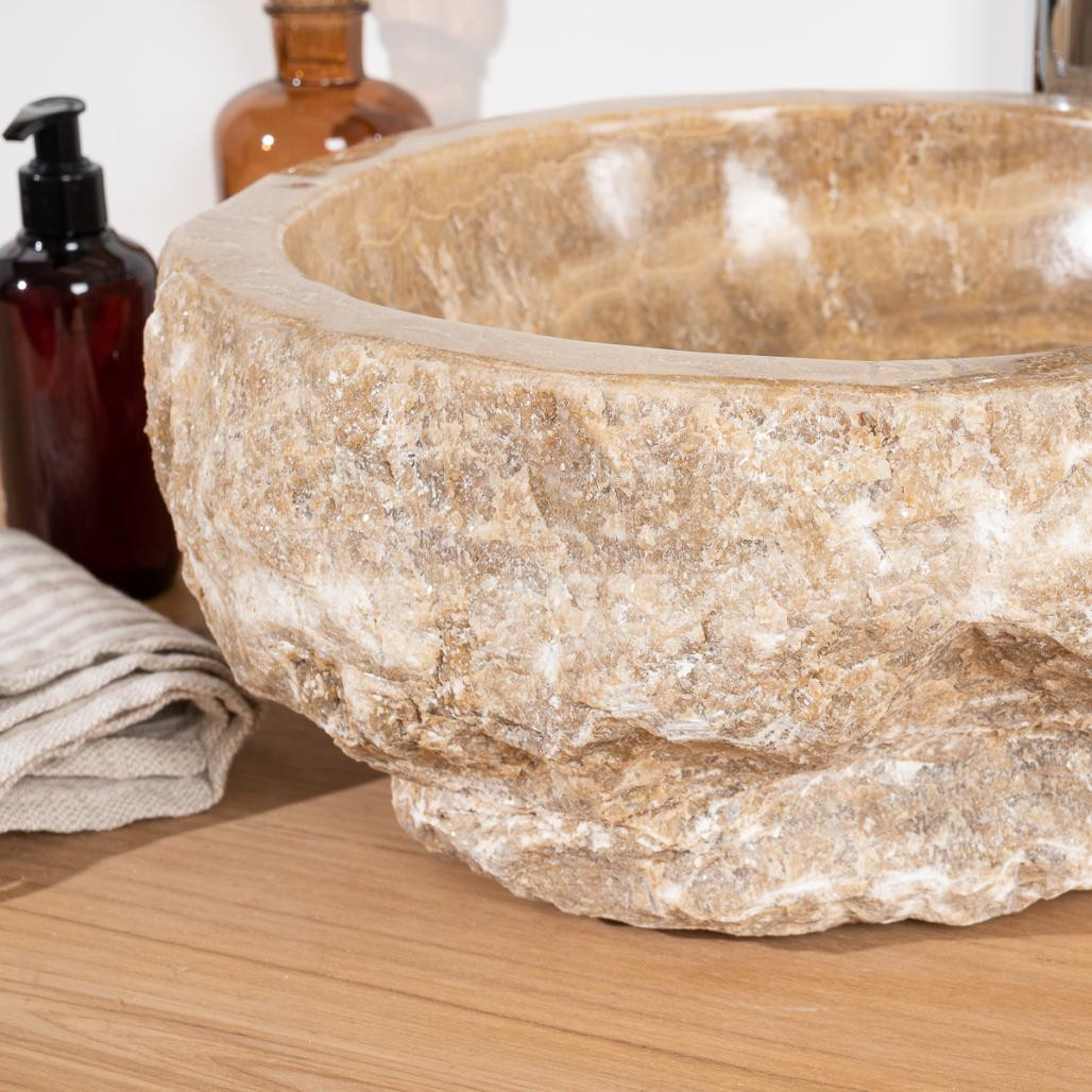 Vasque de salle de bain à poser en pierre Onyx 30-35 cm