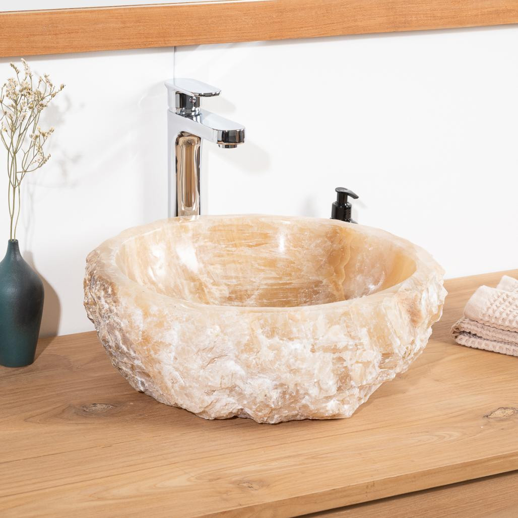 Vasque de salle de bain à poser en pierre Onyx 30-35 cm