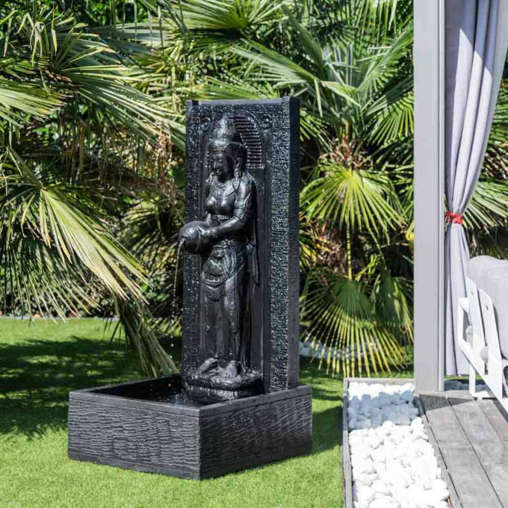 Fontaine de jardin mur d'eau déesse dewi sri 1m 50 noir