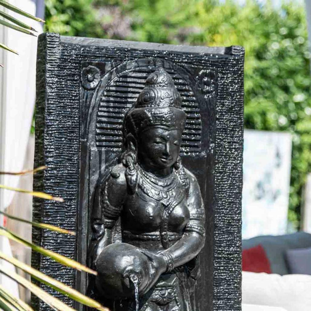 Fontaine de jardin mur d'eau déesse dewi sri 1m 50 noir