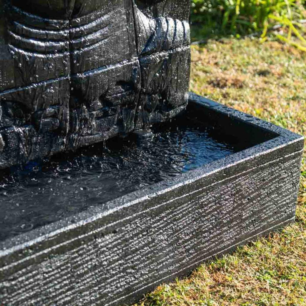 Fontaine de jardin mur d'eau visage de bouddha 1 m 50 noir