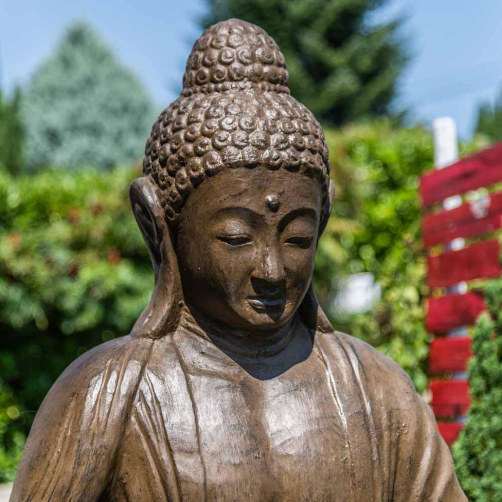 Statue jardin bouddha assis fibre de verre position chakra 150cm brun Statue jardin bouddha assis fibre de verre position chakra 150cm brun