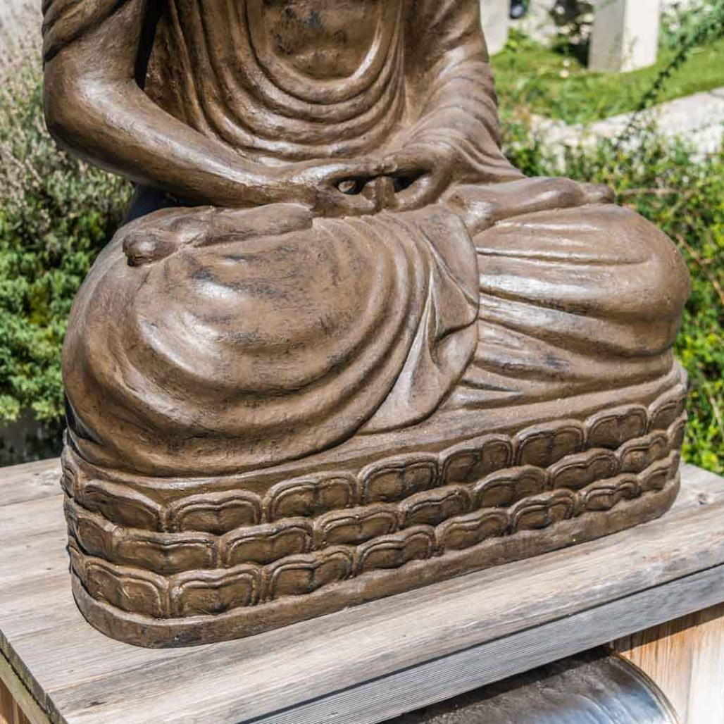 Statue jardin bouddha assis fibre de verre position chakra 150cm brun Statue jardin bouddha assis fibre de verre position chakra 150cm brun