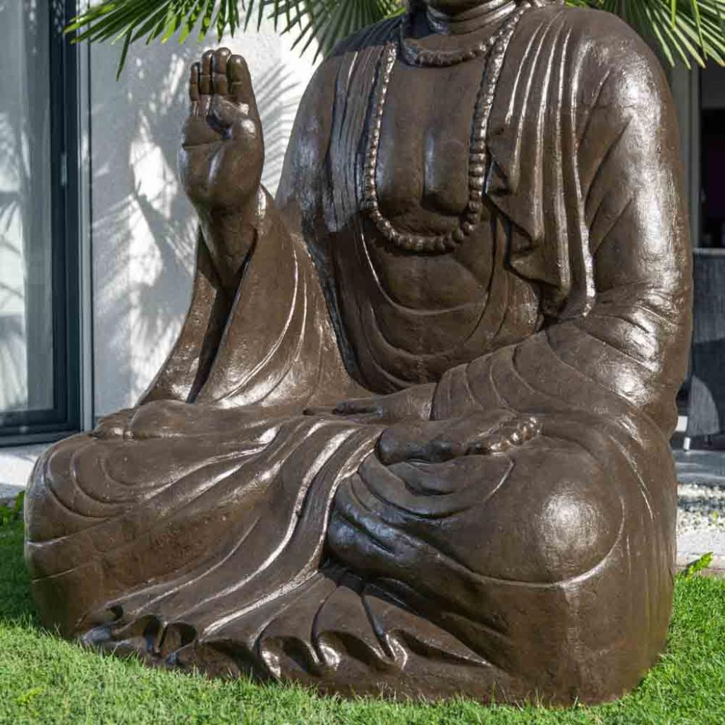 Grande statue 2 m bouddha assis en fibre de verre position offrande Grande statue 2 m bouddha assis en fibre de verre position offrande