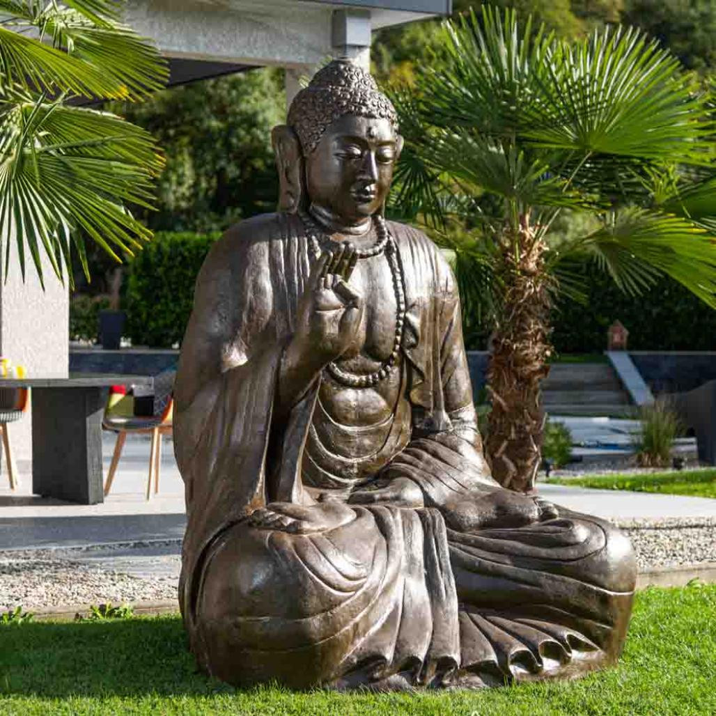 Grande statue 2 m bouddha assis en fibre de verre position offrande Grande statue 2 m bouddha assis en fibre de verre position offrande