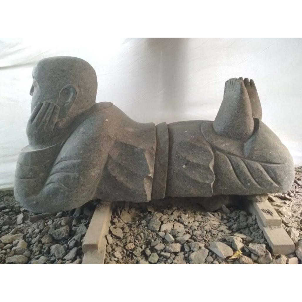 Statue de jardin moine shaolin en pierre naturelle 1 m