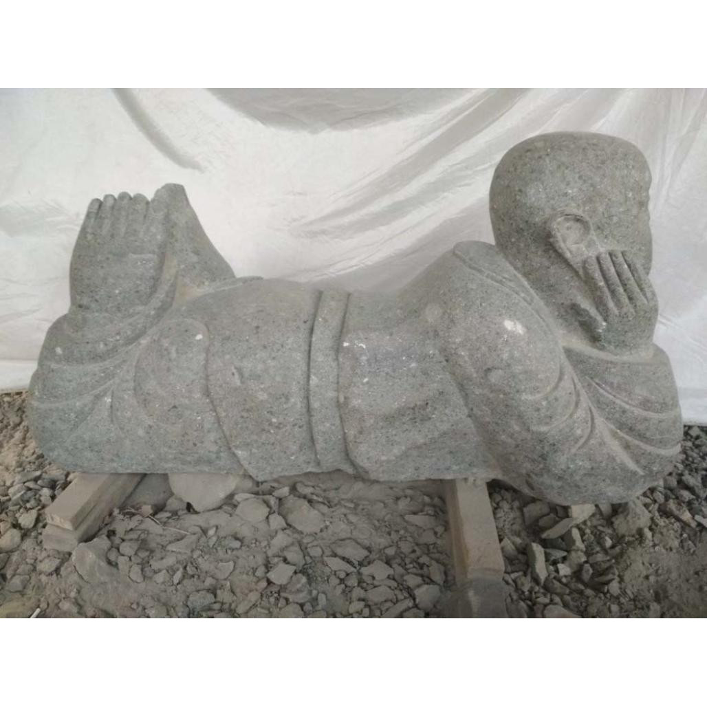 Statue de jardin moine shaolin en pierre naturelle 1 m