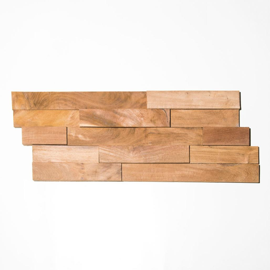 Revêtement parement en teck recyclé naturel barette 20cm x50cm