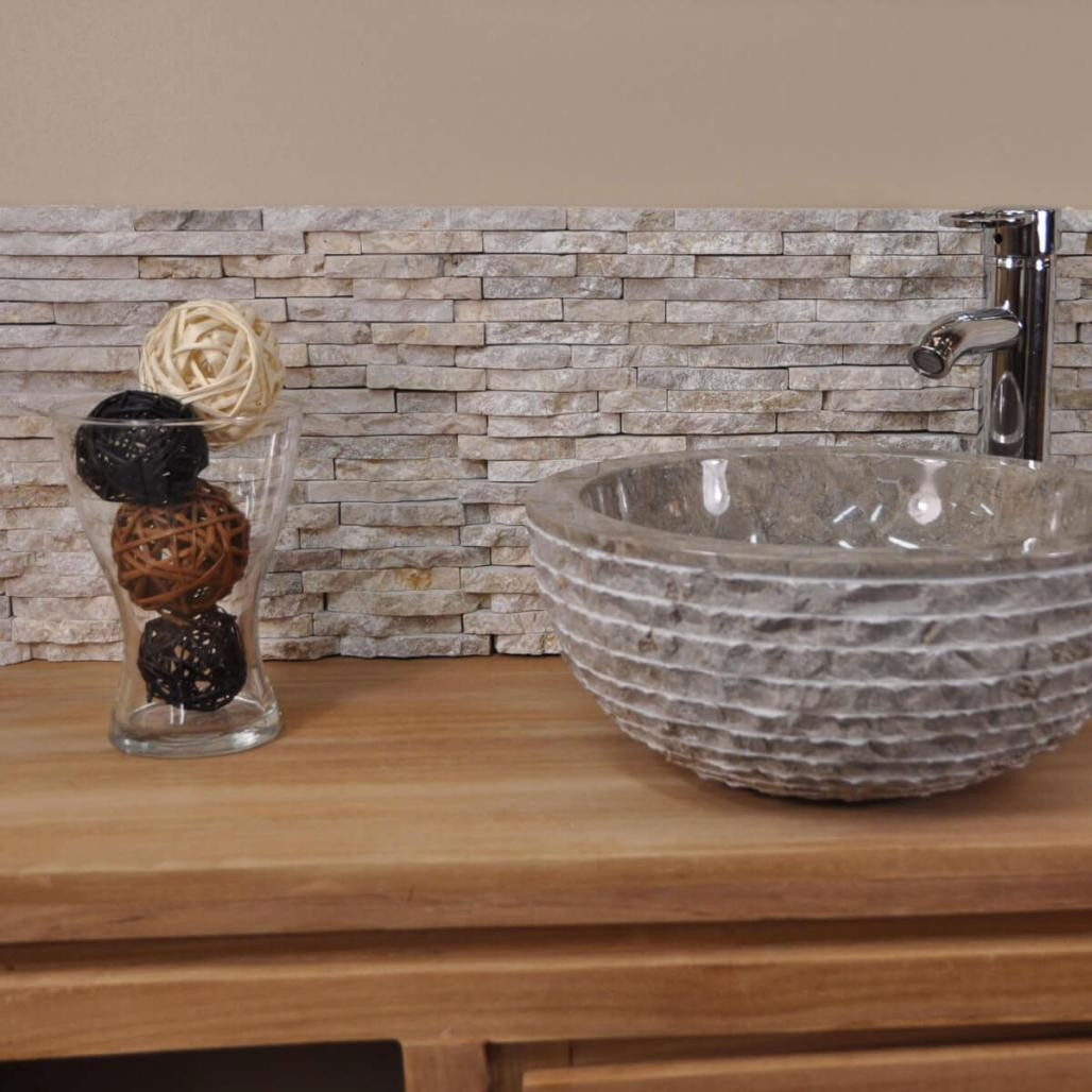 Parement en pierre naturel marbre brut crème