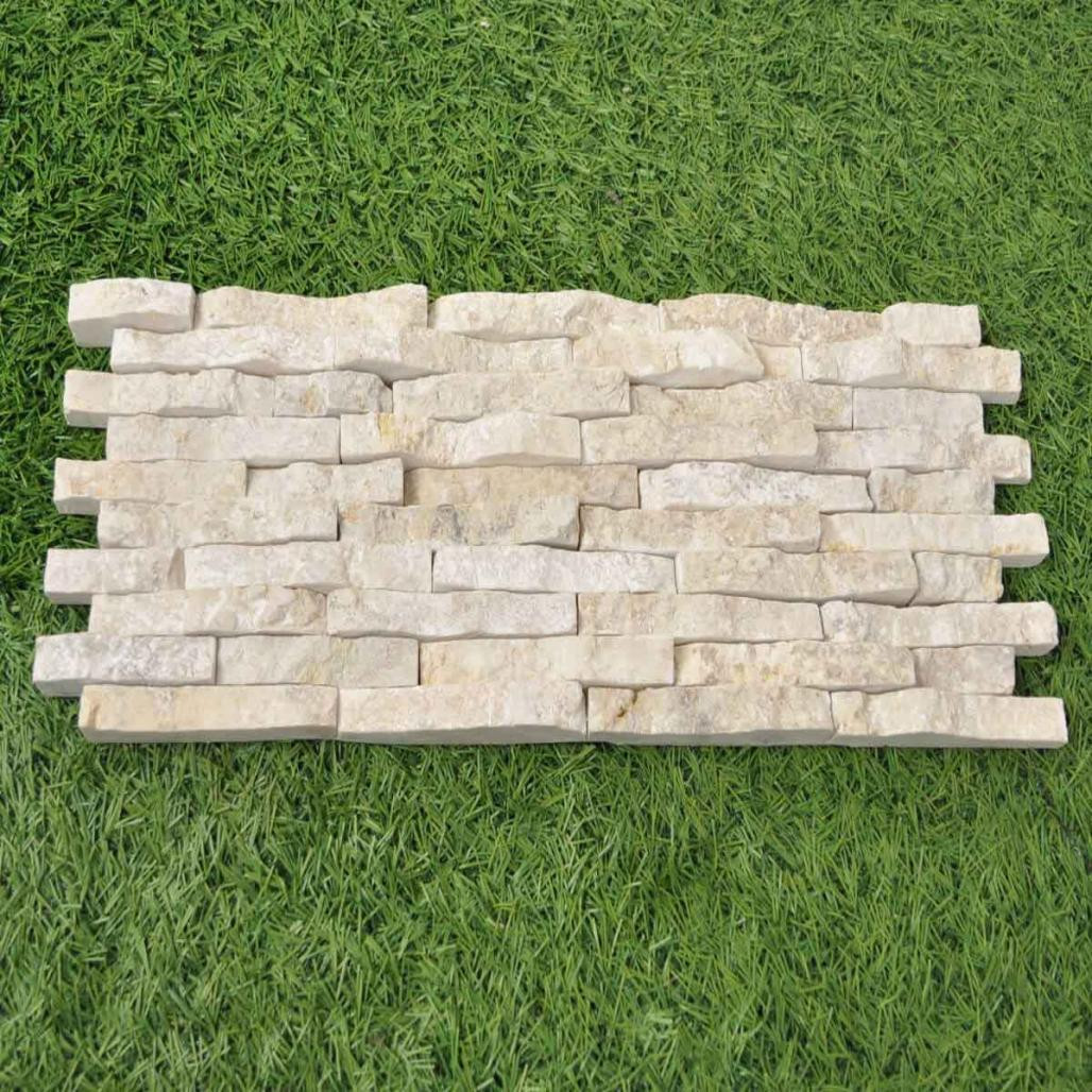 Parement en pierre naturel marbre brut crème