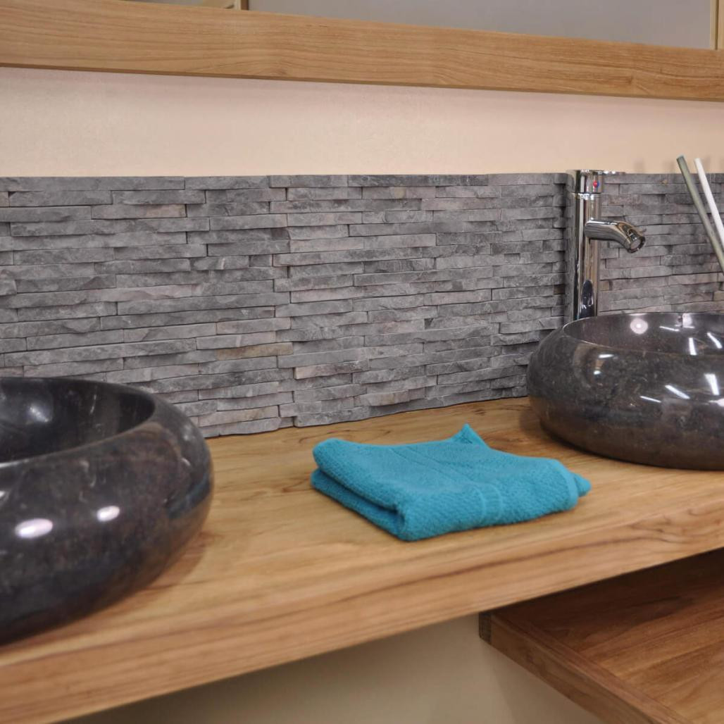 Parement en pierre naturelle marbre brut gris noir