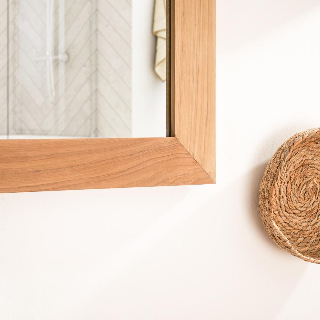 Grand miroir rectangle en teck massif 160 x 70
