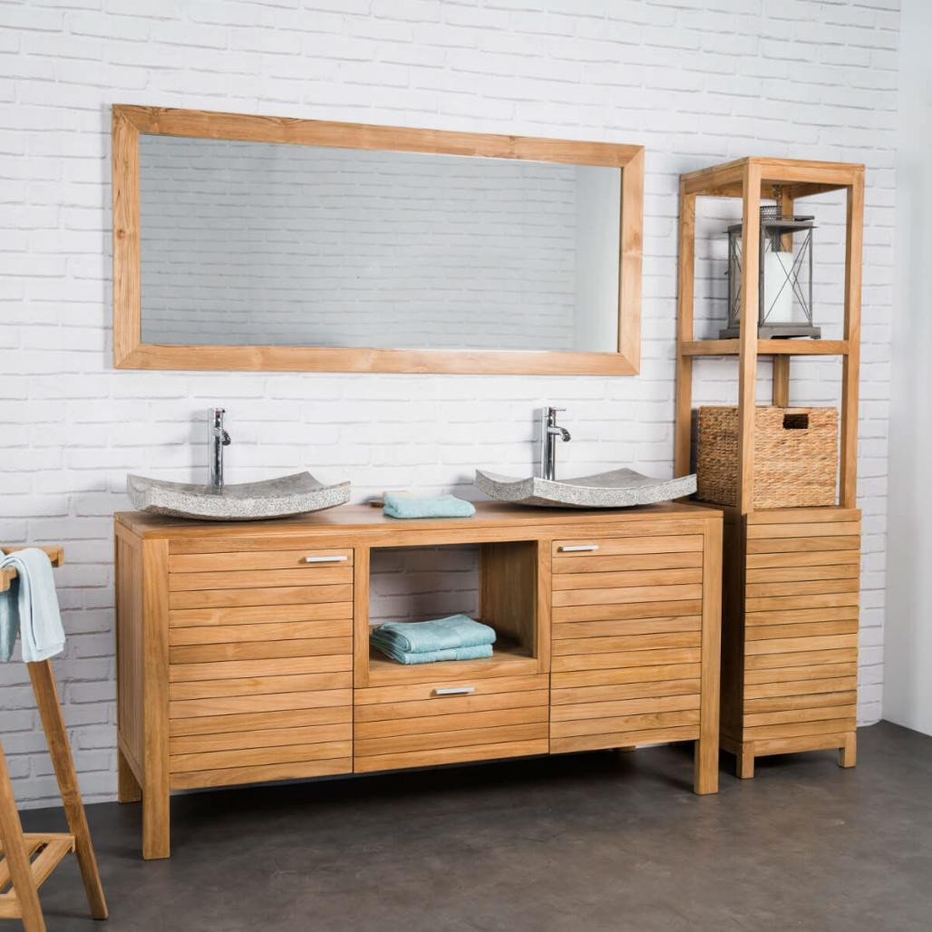 Grand miroir rectangle en teck massif 160 x 70