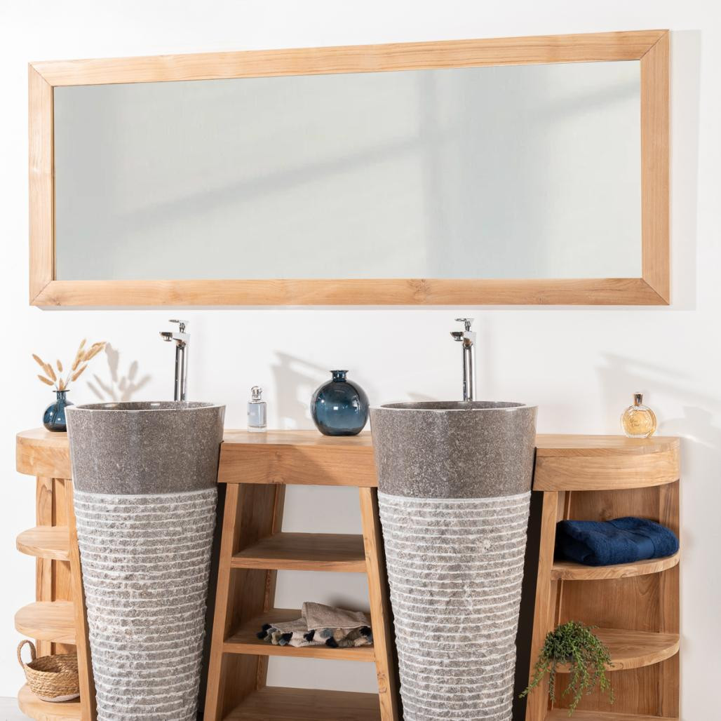 Grand miroir rectangle en teck massif 180 x 70 Grand miroir rectangle en teck massif 180 x 70