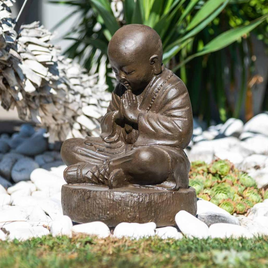 Statue moine shaolin brun antique 40 cm Statue moine shaolin brun antique 40 cm
