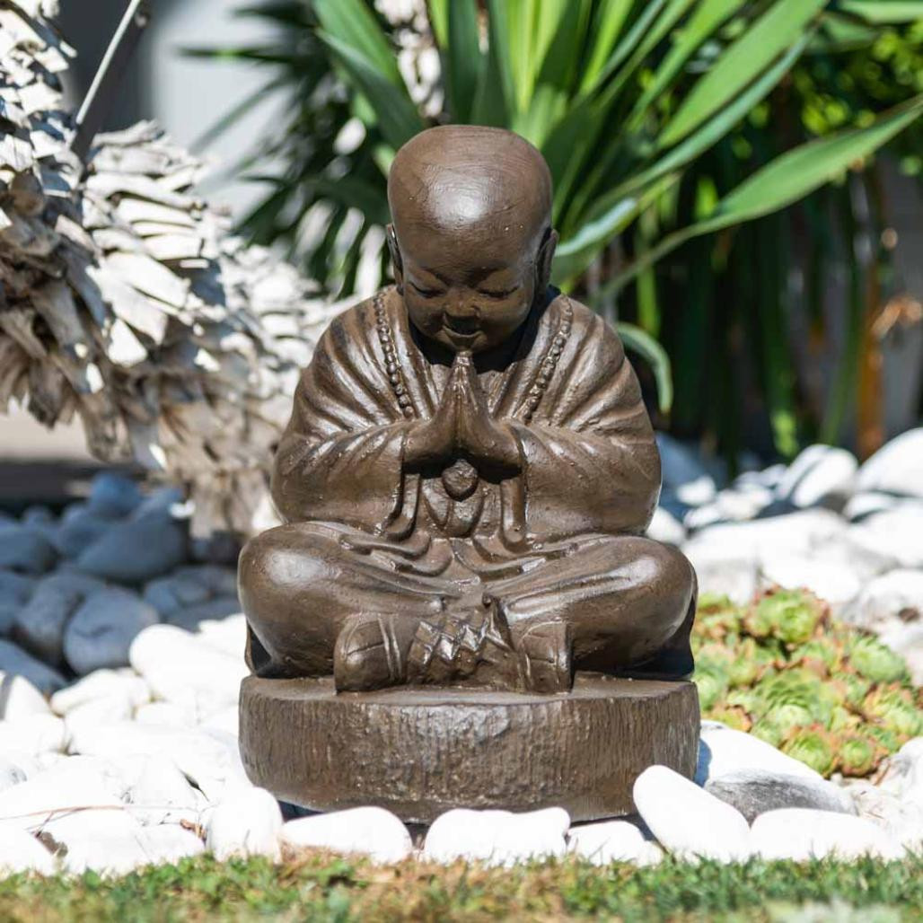 Statue moine shaolin brun antique 40 cm Statue moine shaolin brun antique 40 cm