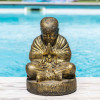 Statue moine shaolin assis doré 40 cm