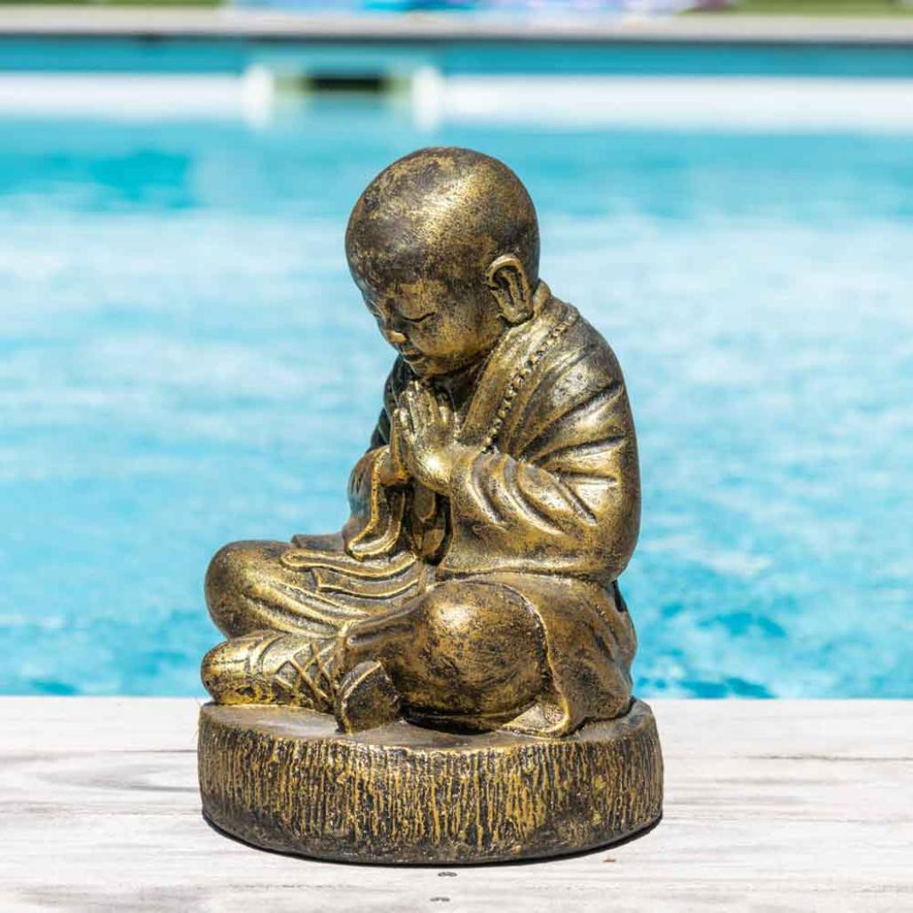 Statue moine shaolin assis doré 40 cm Statue moine shaolin assis doré 40 cm