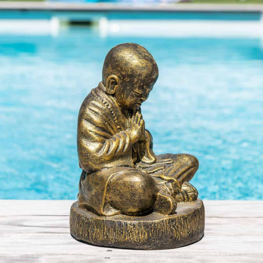 Statue moine shaolin assis doré 40 cm Statue moine shaolin assis doré 40 cm
