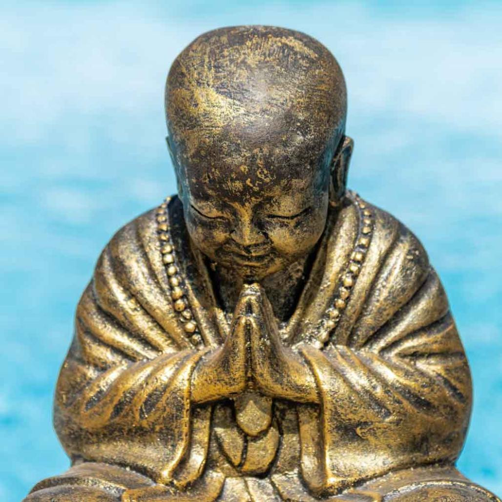 Statue moine shaolin assis doré 40 cm Statue moine shaolin assis doré 40 cm
