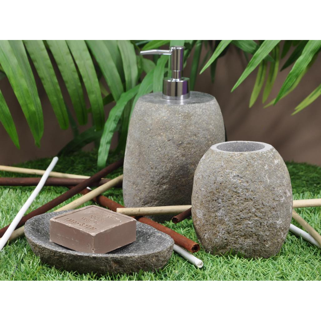 Distributeur de savon en galet de rivière