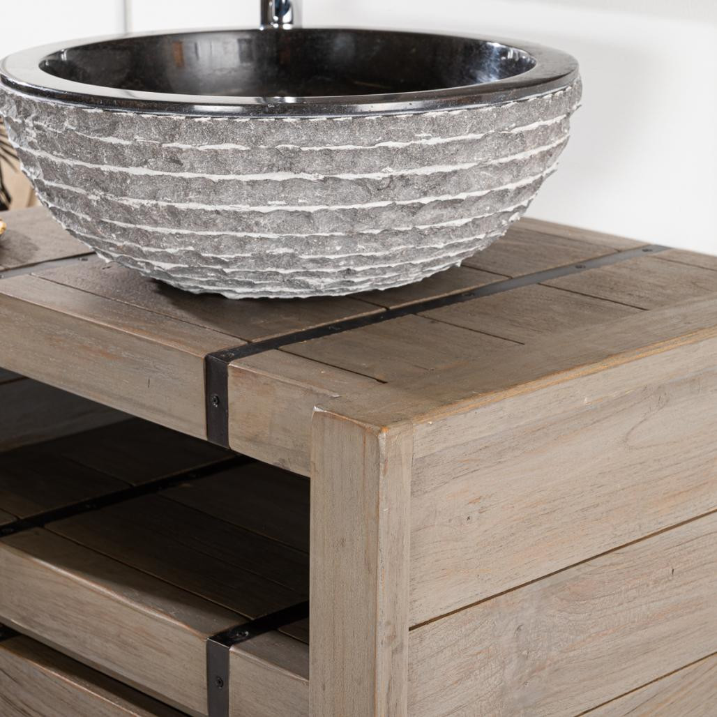 Meuble de salle de bain Loft en mindi et métal 60 cm gris Meuble de salle de bain Loft en mindi et métal 60 cm gris