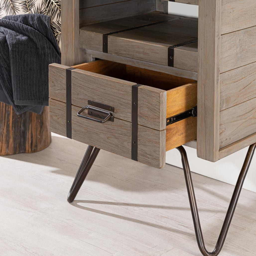 Meuble de salle de bain Loft en mindi et métal 60 cm gris Meuble de salle de bain Loft en mindi et métal 60 cm gris