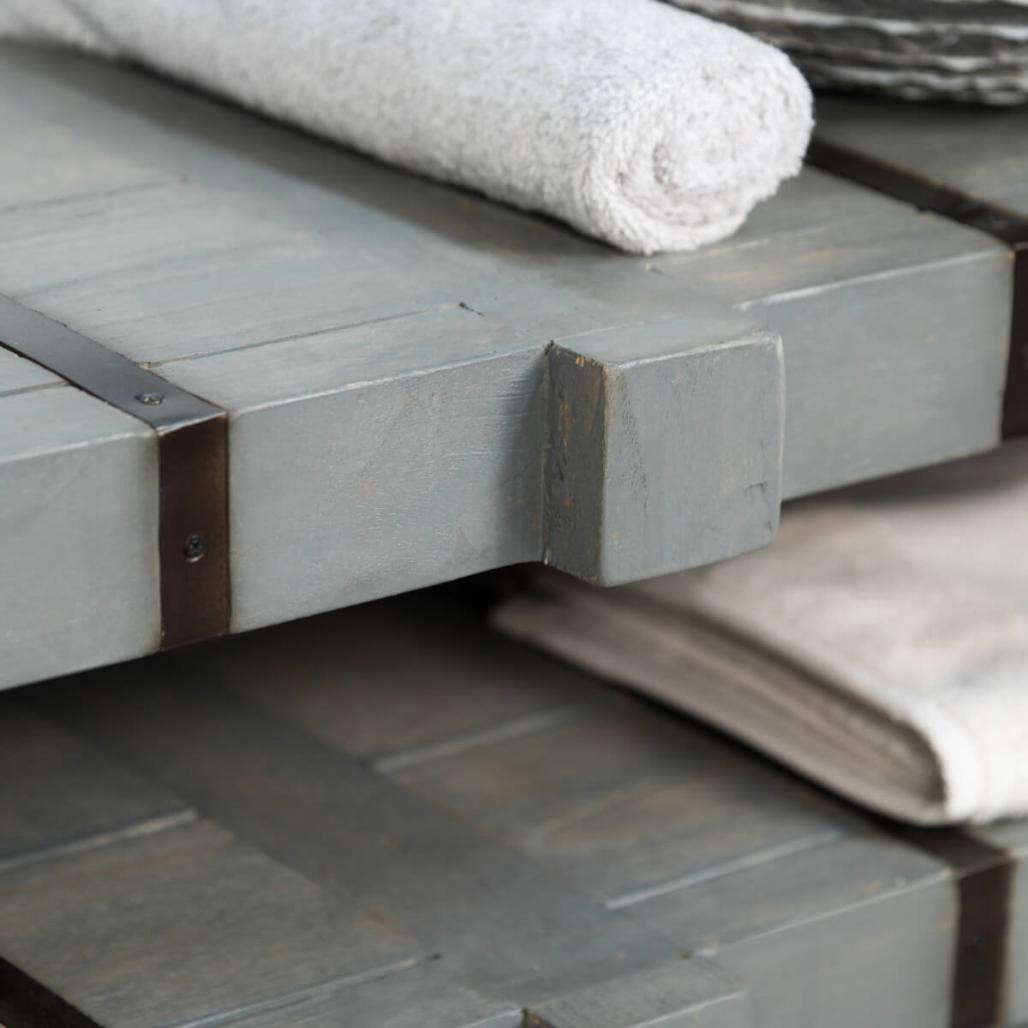 Meuble double de salle de bain Loft en mindi et métal 160 cm gris Meuble double de salle de bain Loft en mindi et métal 160 cm gris