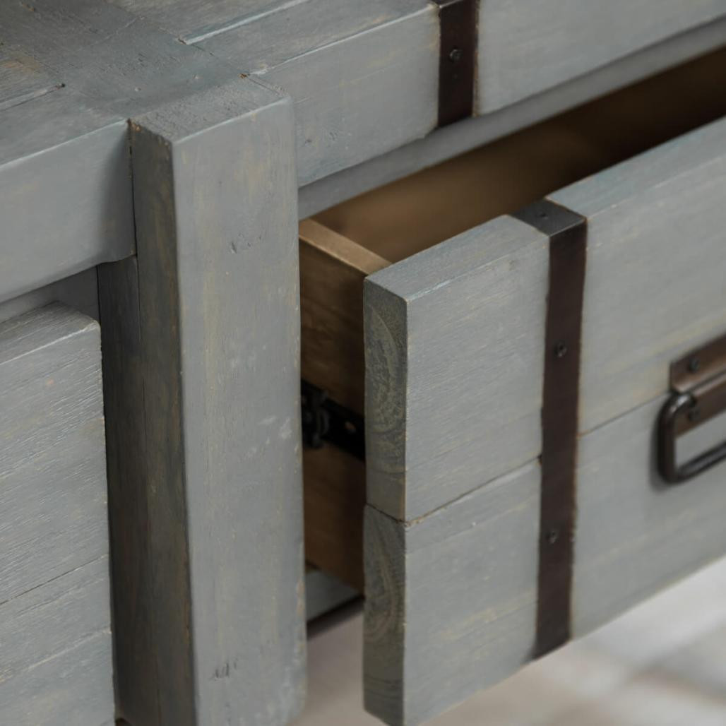 Meuble double de salle de bain Loft en mindi et métal 160 cm gris Meuble double de salle de bain Loft en mindi et métal 160 cm gris