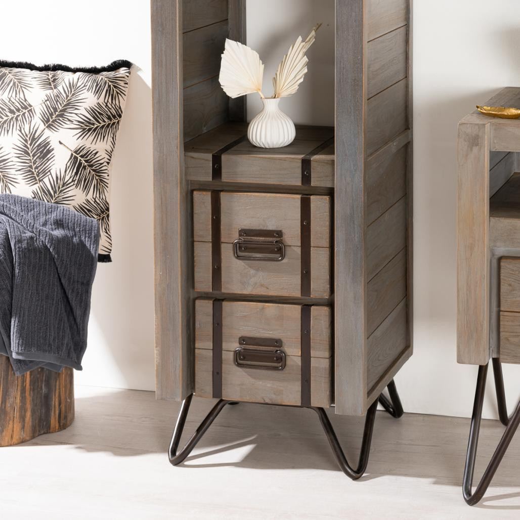 Colonne de salle de bain Loft en bois et métal 190 cm gris Colonne de salle de bain Loft en bois et métal 190 cm gris