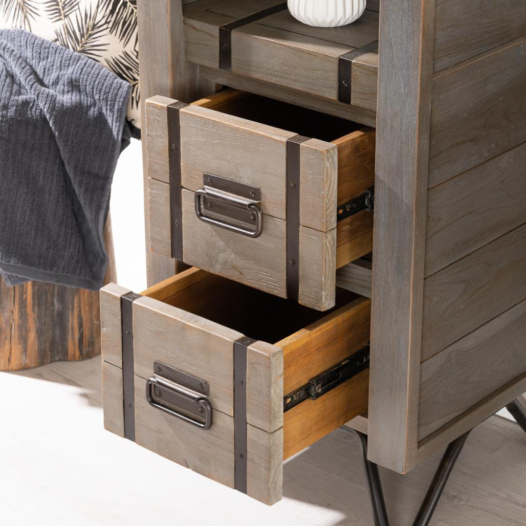 Colonne de salle de bain Loft en bois et métal 190 cm gris Colonne de salle de bain Loft en bois et métal 190 cm gris