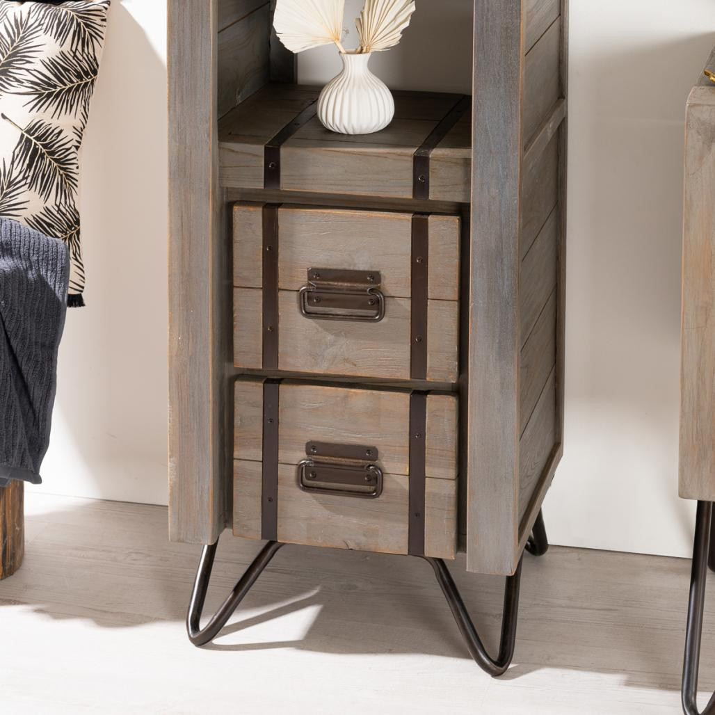 Colonne de salle de bain Loft en bois et métal 190 cm gris Colonne de salle de bain Loft en bois et métal 190 cm gris