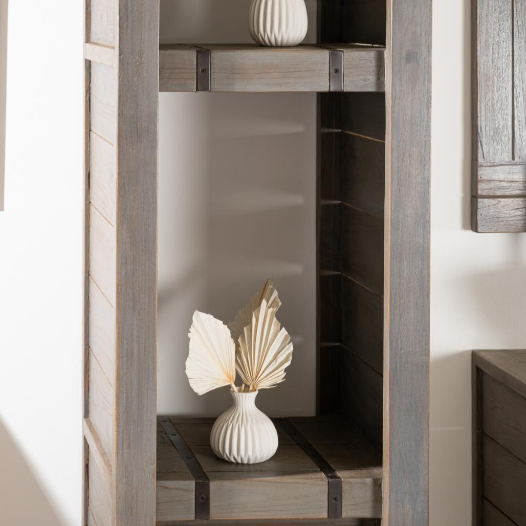 Colonne de salle de bain Loft en bois et métal 190 cm gris Colonne de salle de bain Loft en bois et métal 190 cm gris