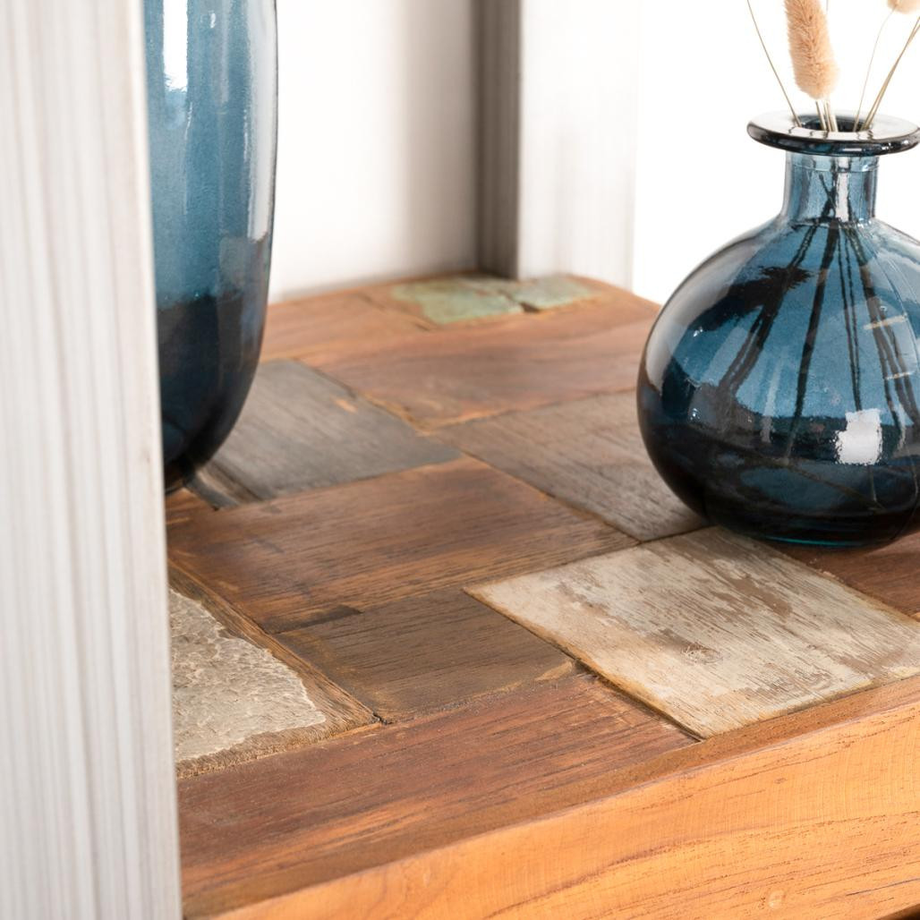 Meuble colonne de salle de bain Factory teck métal 190 cm