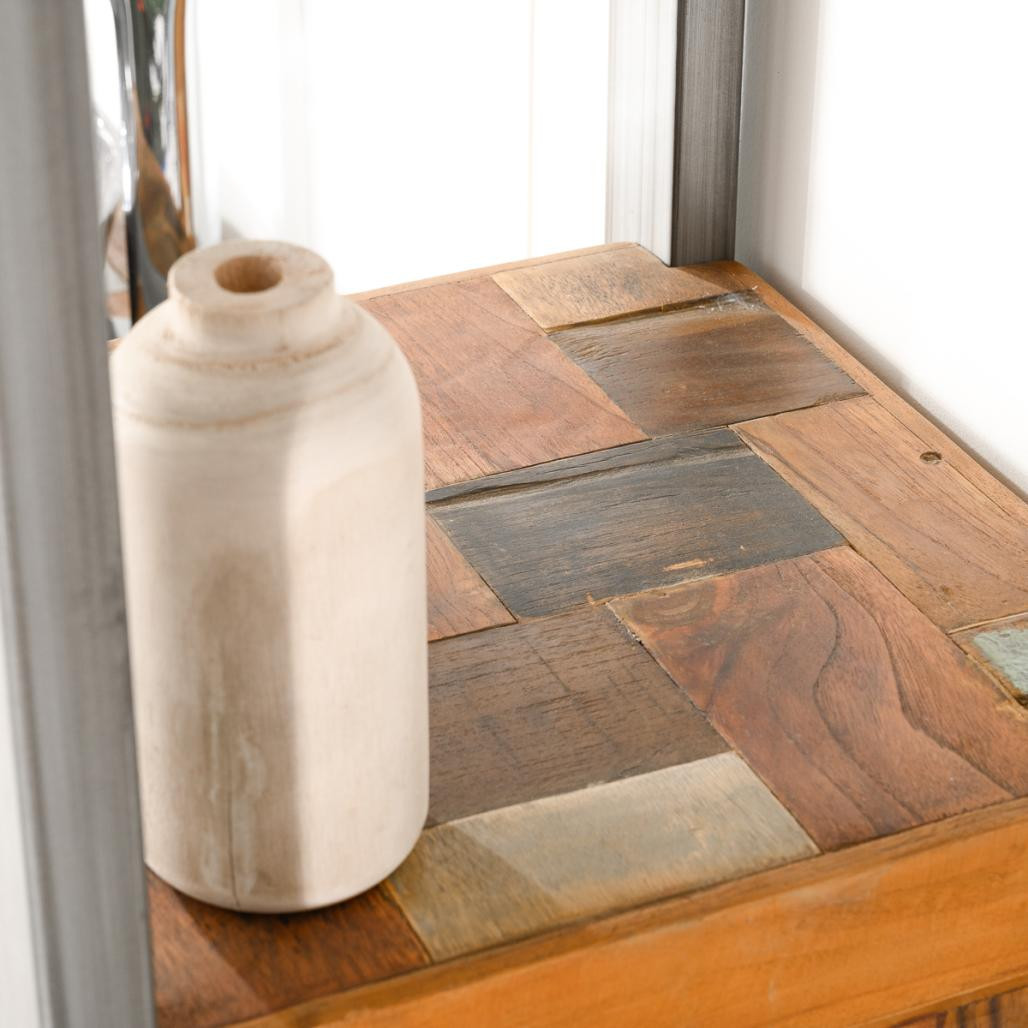 Meuble colonne de salle de bain Factory teck métal 190 cm