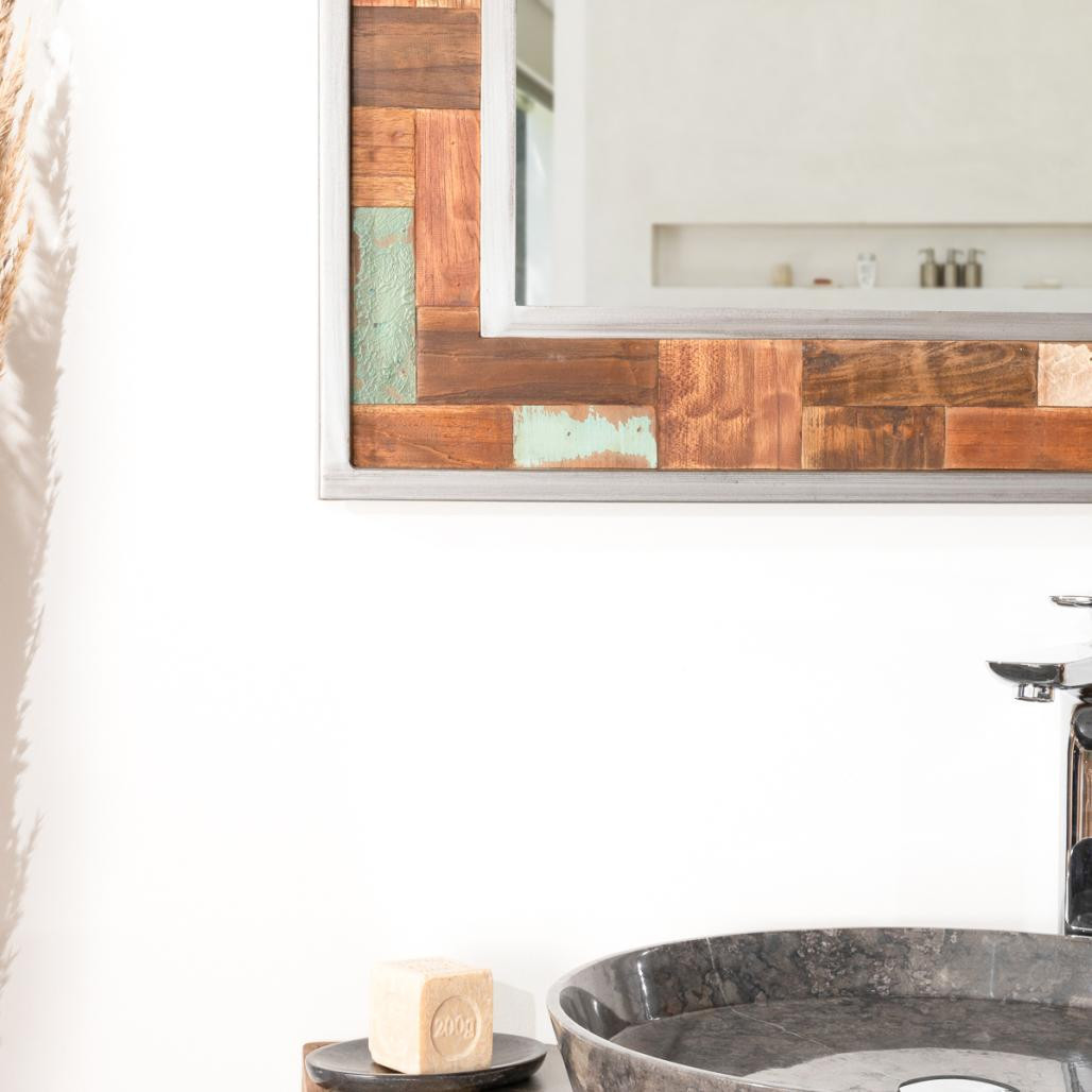 Miroir de salle de bain Factory teck métal 70x70 Miroir de salle de bain Factory teck métal 70x70