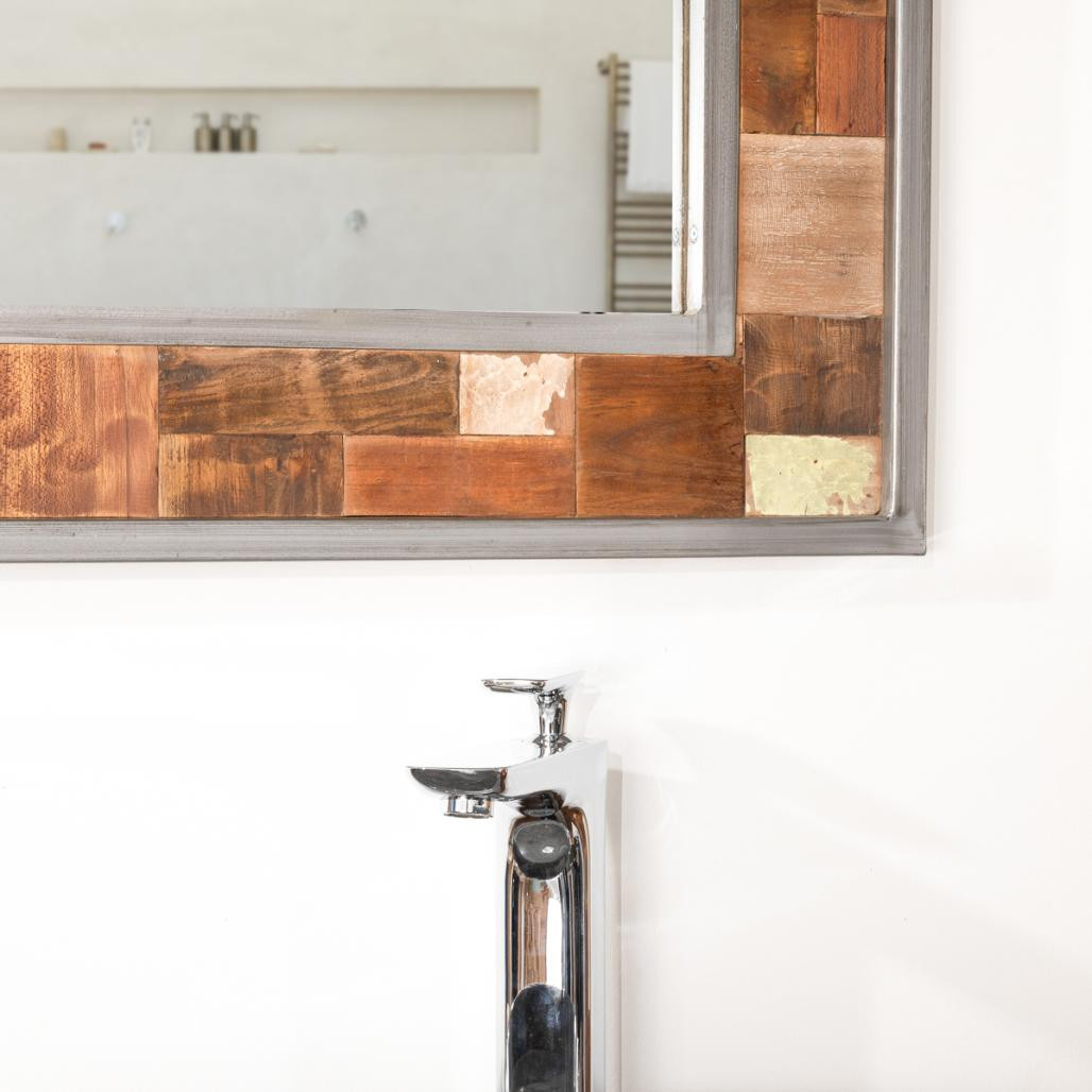 Miroir de salle de bain Factory teck métal 70x70 Miroir de salle de bain Factory teck métal 70x70