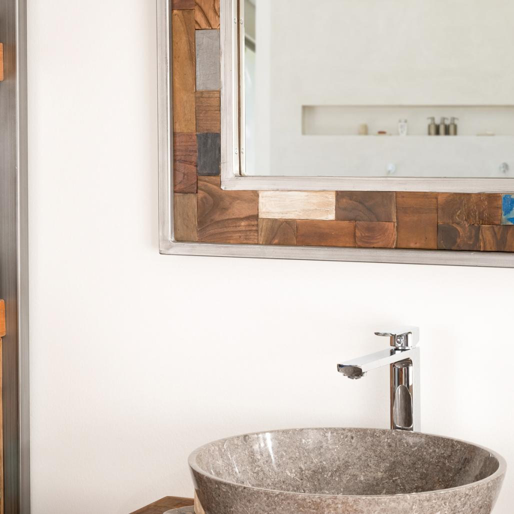 Grand miroir de salle de bain Factory bois métal 140x70