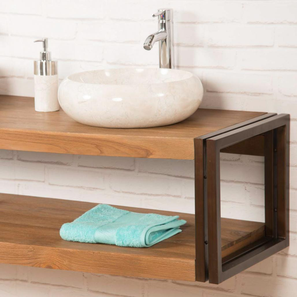 Meuble double suspendu Elégance teck métal 145 cm Meuble double suspendu Elégance teck métal 145 cm