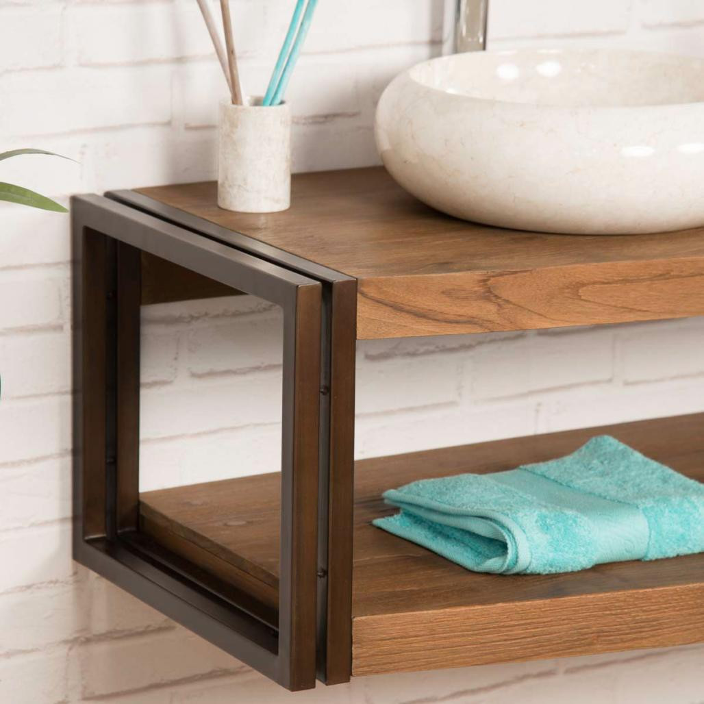 Meuble double suspendu Elégance teck métal 145 cm Meuble double suspendu Elégance teck métal 145 cm