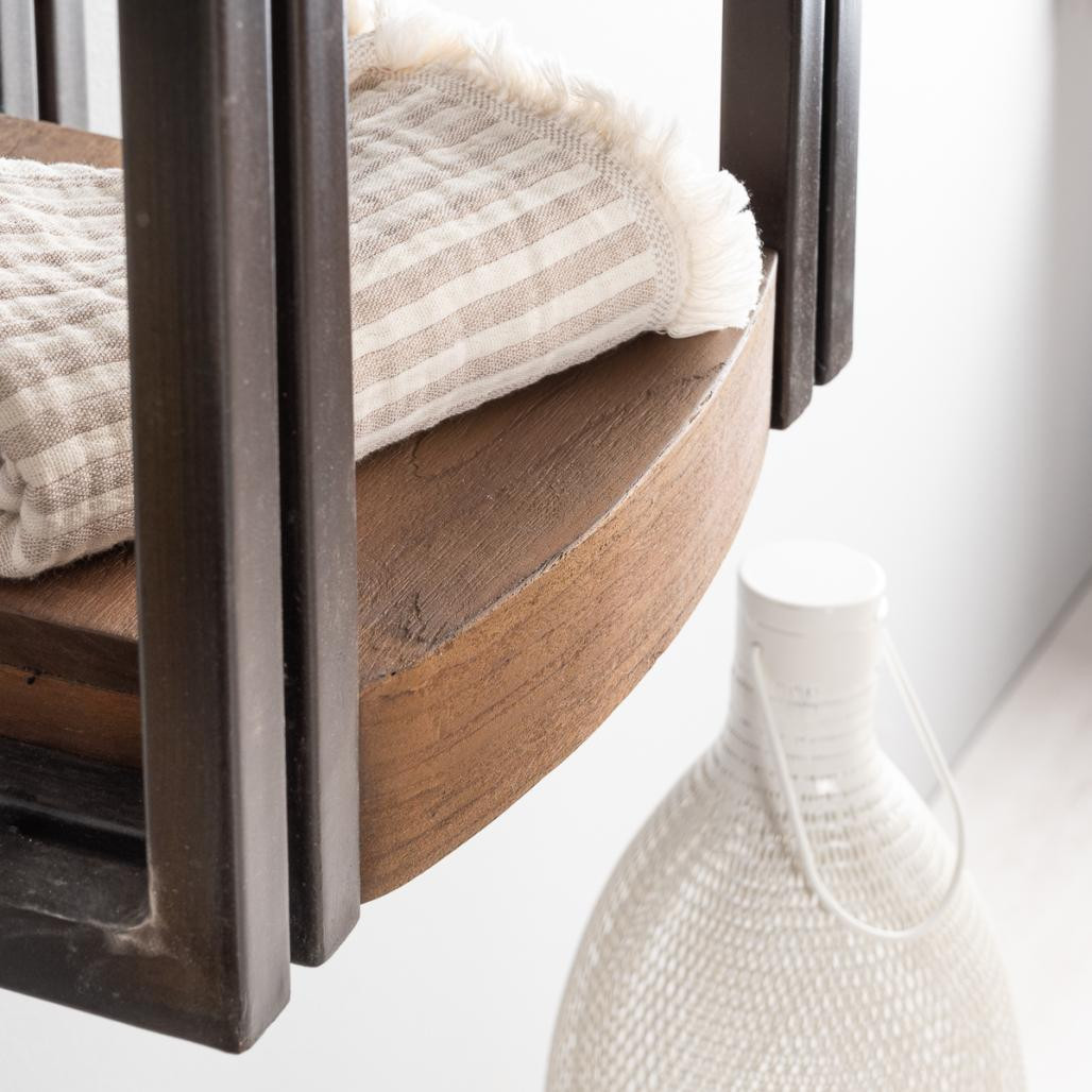 Colonne de salle de bain suspendue Elégance teck métal 110 cm Colonne de salle de bain suspendue Elégance teck métal 110 cm