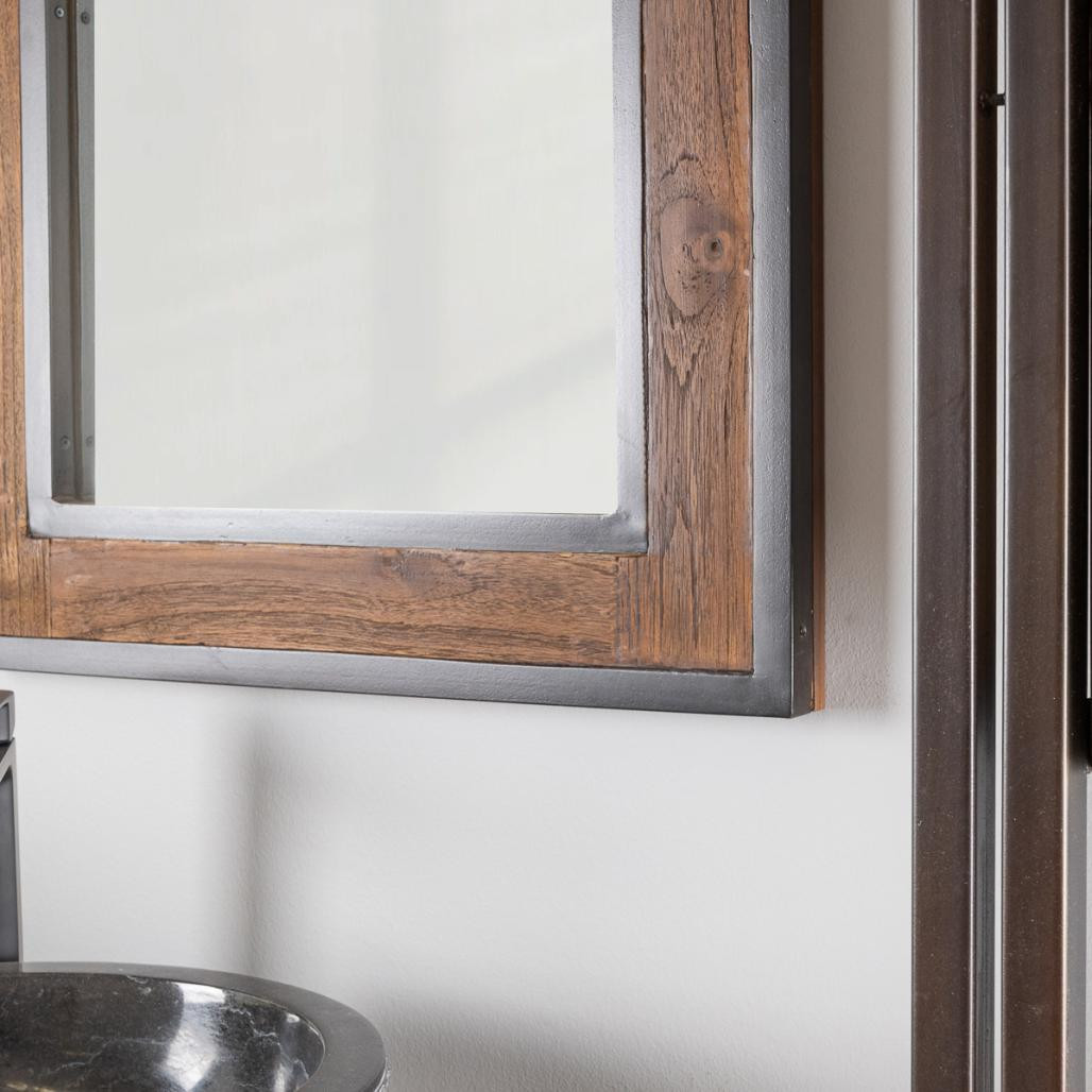 Miroir de salle de bain Elégance bois métal 60x80 Miroir de salle de bain Elégance bois métal 60x80