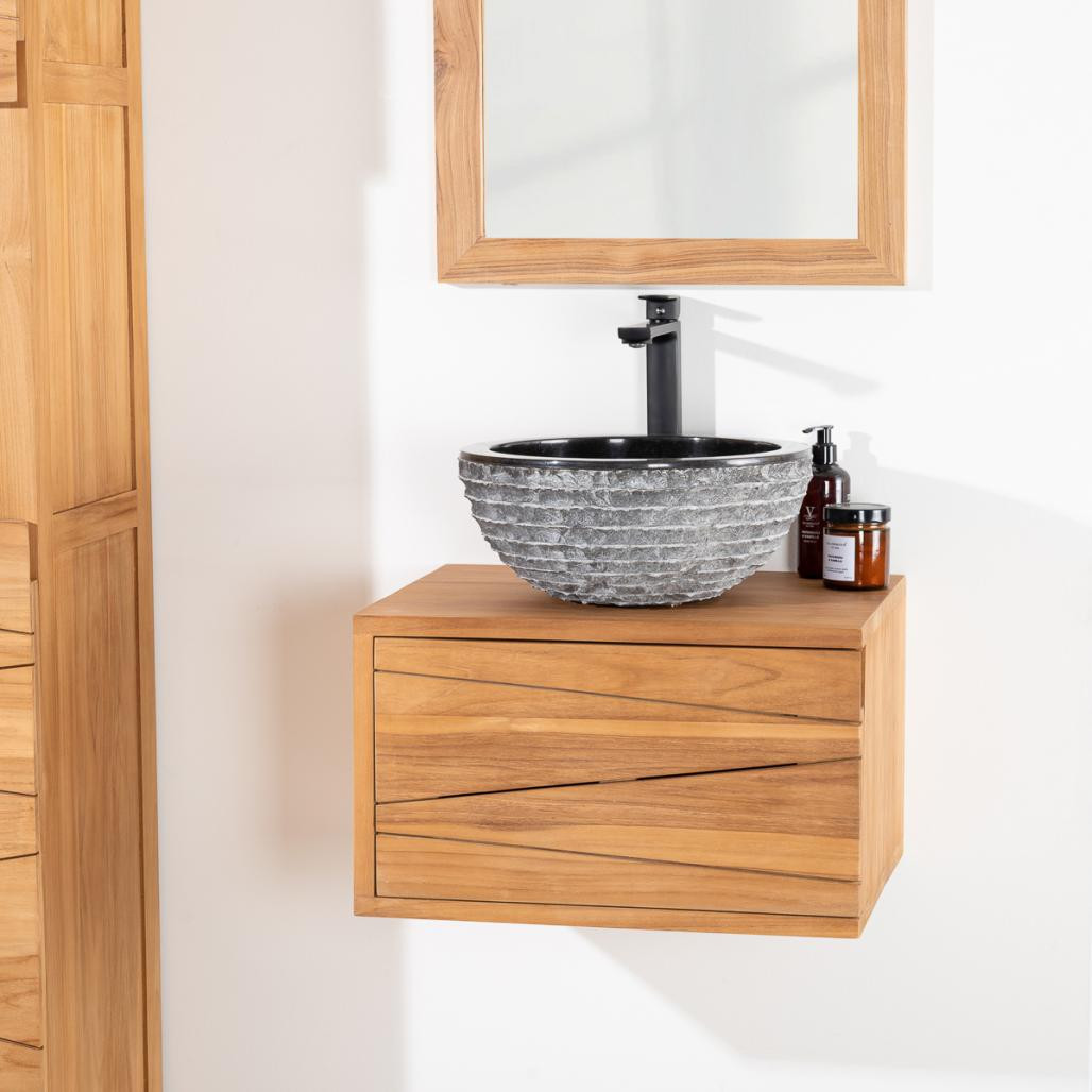 Meuble salle de bain suspendu en teck Cosy 50cm Meuble salle de bain suspendu en teck Cosy 50cm