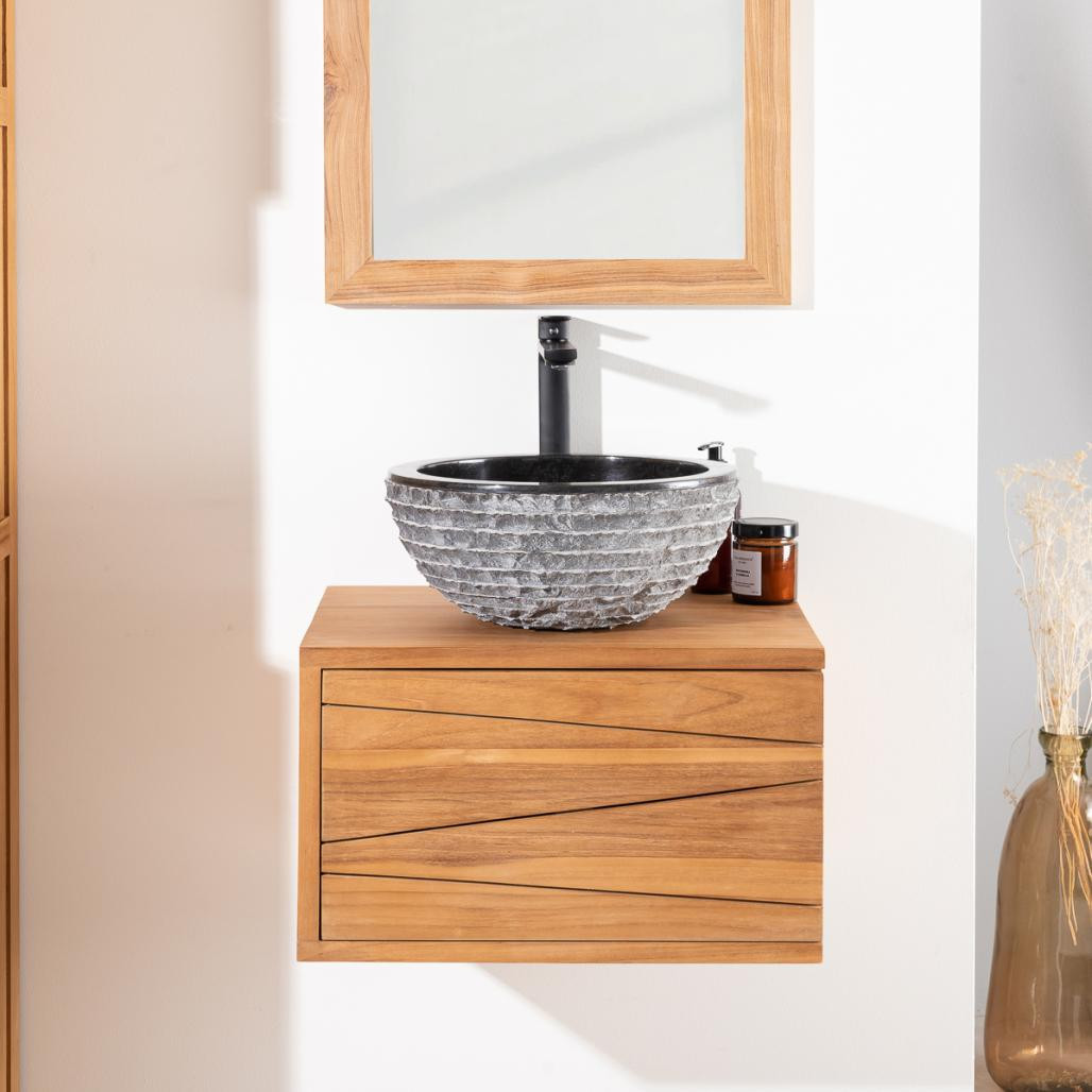 Meuble salle de bain suspendu en teck Cosy 50cm Meuble salle de bain suspendu en teck Cosy 50cm