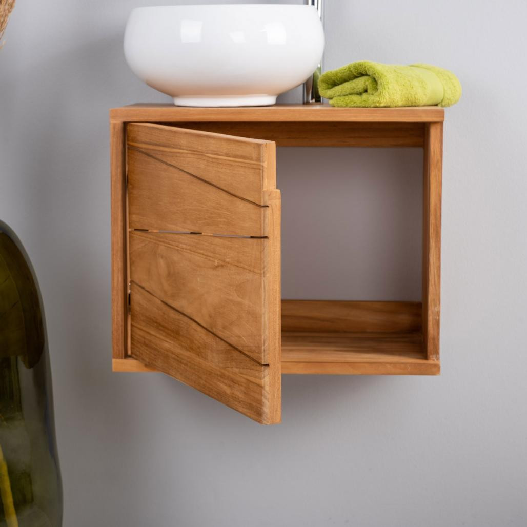 Meuble de salle de bain suspendu en teck Cosy 40cm Meuble de salle de bain suspendu en teck Cosy 40cm