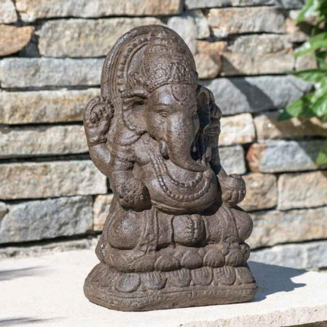 Statue ganesh 40cm brun antique